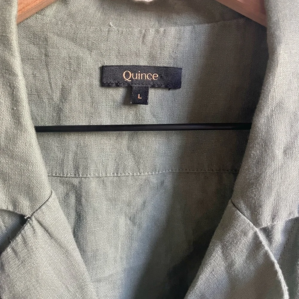 Quince Sage Green Linen Button-Up Shirt - Picture 2 of 2